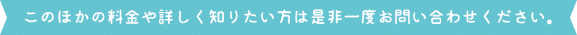 このほかの料金や詳しく知りたい方は是非一度お問い合わせください。